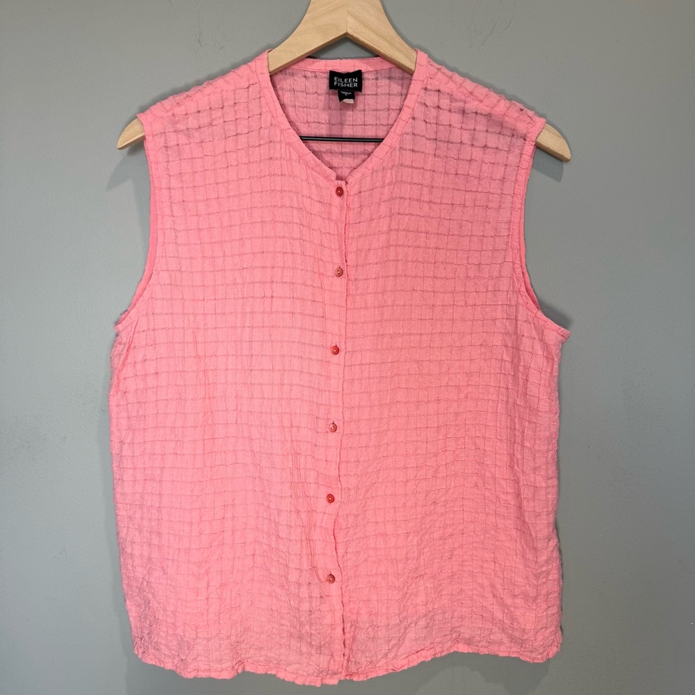 Eileen Fisher Organic Cotton Voile Box Vest Sz‎ Large